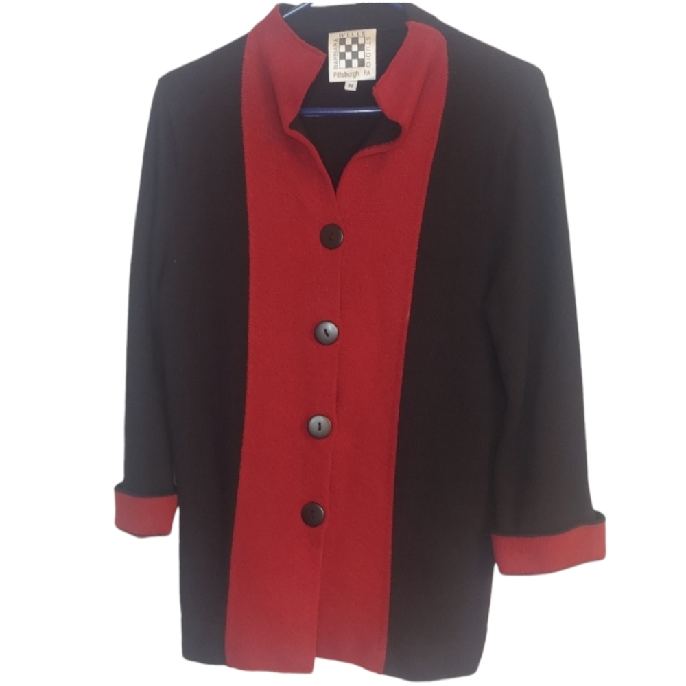 RARE Designer Barbara Wells Studio Made in USA Hand-Loomed  Knit Jacket …